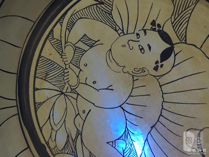元 白地黑花娃娃纹折沿盆 - 图8